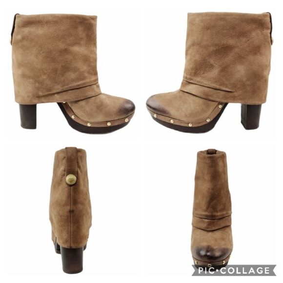 Vince Camuto Distressed Leather CoCo Fold-Over Cuffed Top Clog Booties Size 10 - Picture 7 of 11